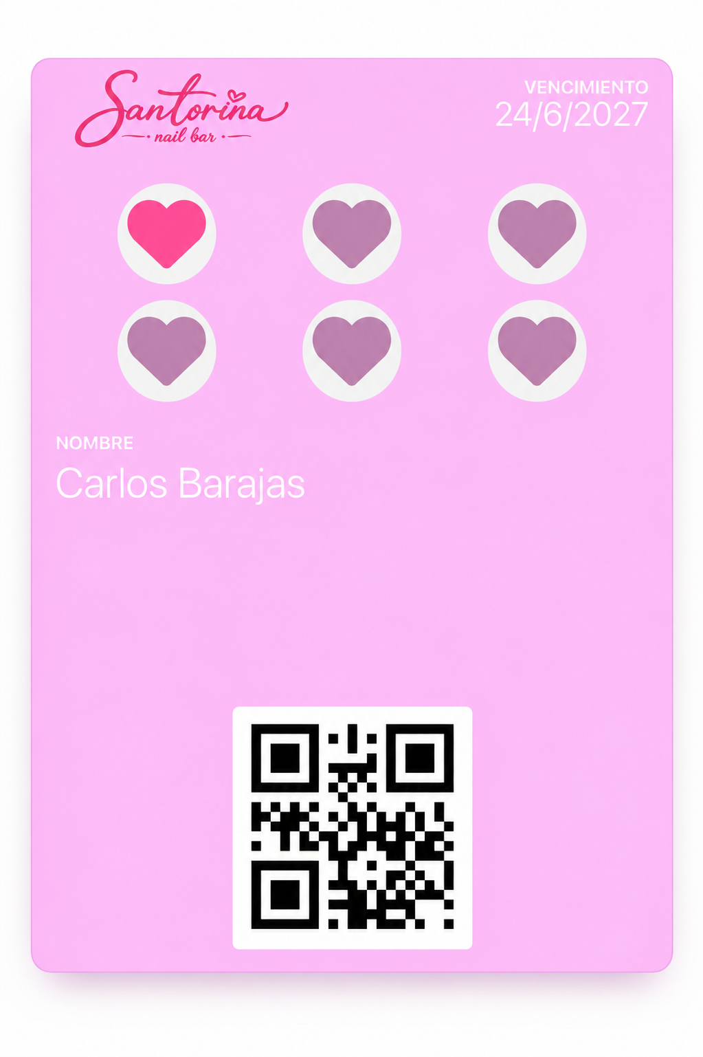 Tarjeta de cliente frecuente Santorina